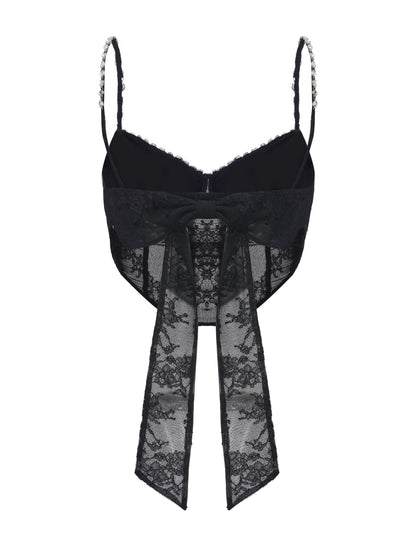 Noemi Lace Bow Black Top