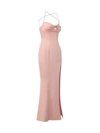 Brielle Twist-Front Peach Pink Dress