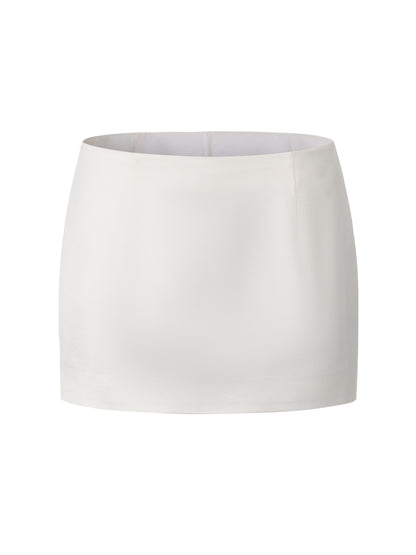 Ayla Satin White Mini Skirt