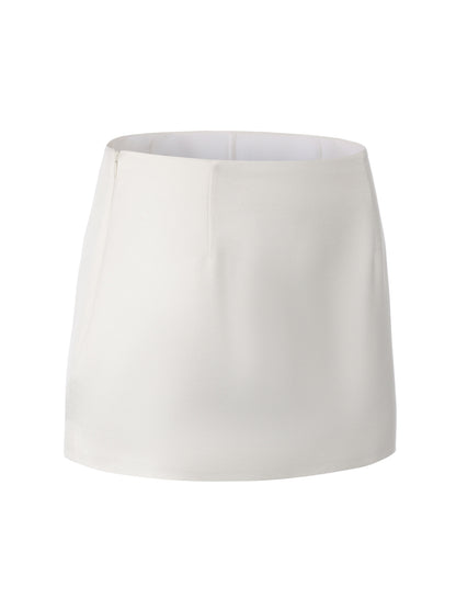 Ayla Satin White Mini Skirt