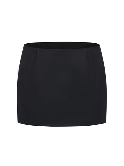 Ayla Satin Black Mini Skirt