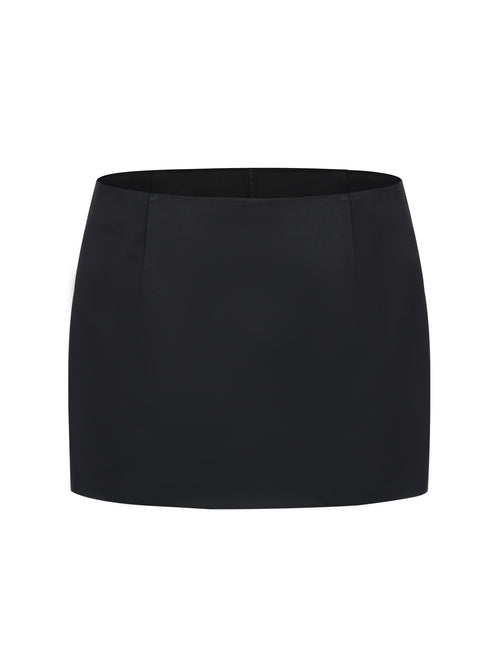 Ayla Satin Black Mini Skirt