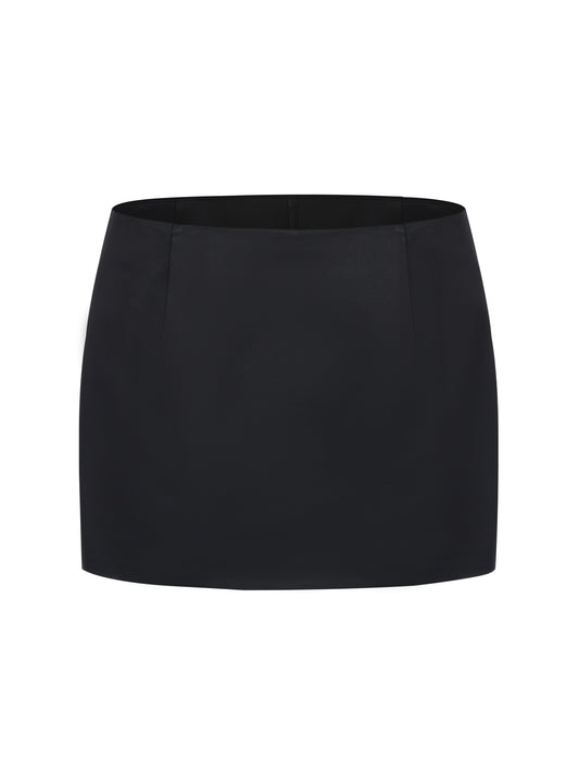Ayla Satin Black Mini Skirt