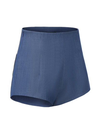 Amara High-Waist Blue Shorts