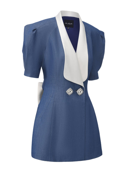 Alia Puff Sleeve Blue Dress