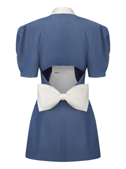 Alia Puff Sleeve Blue Dress