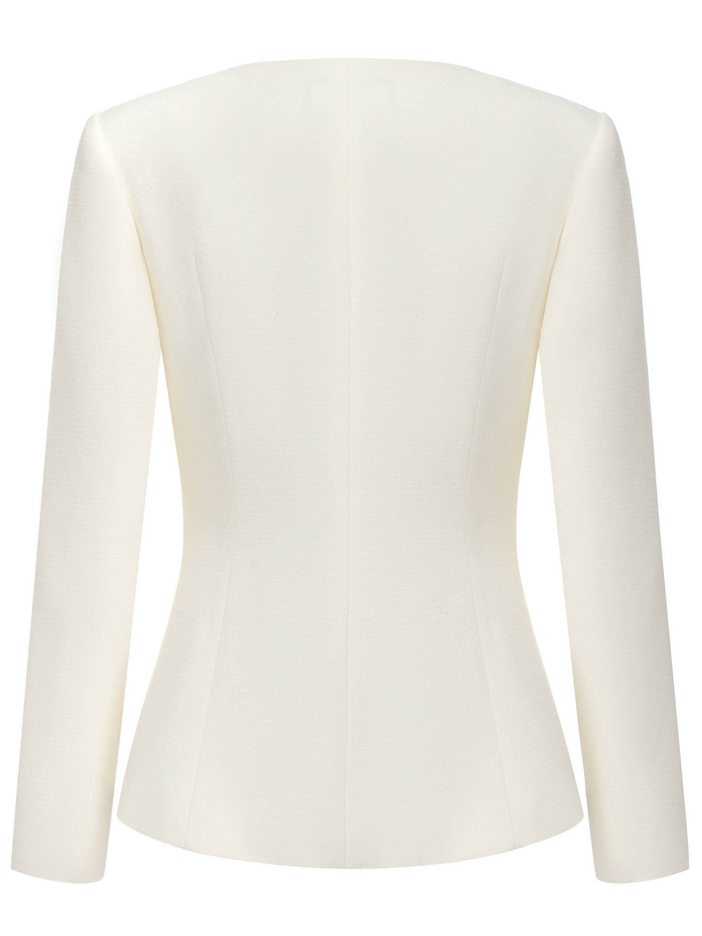 Natalia Tailored Hidden-Placket White Blazer