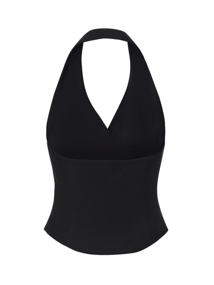 Amara Tailored Halter Black Vest
