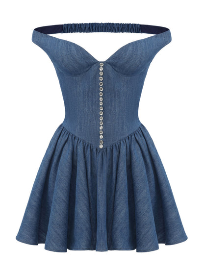 Isabela Off-Shoulder Blue Dress