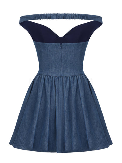 Isabela Off-Shoulder Blue Dress