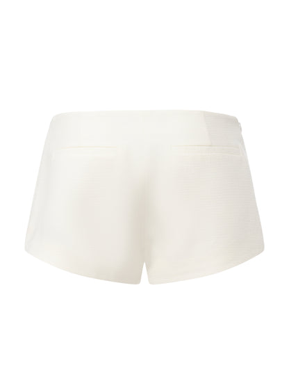 Camille Tailored White Mid-Rise Shorts