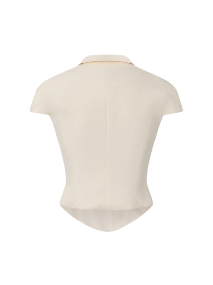 Alina Waist-Cinched Champagne Top