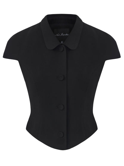 Alina Waist-Cinched Black Top