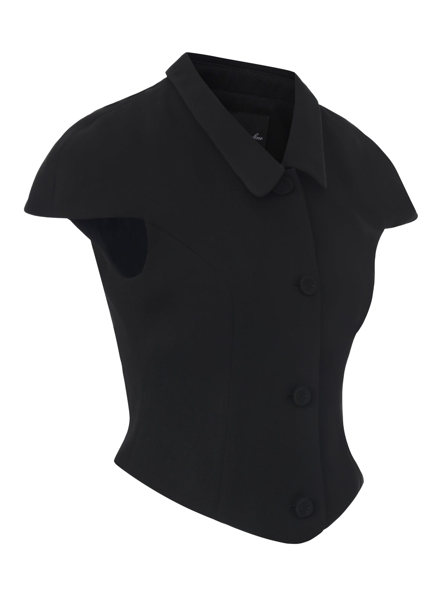 Alina Waist-Cinched Black Top