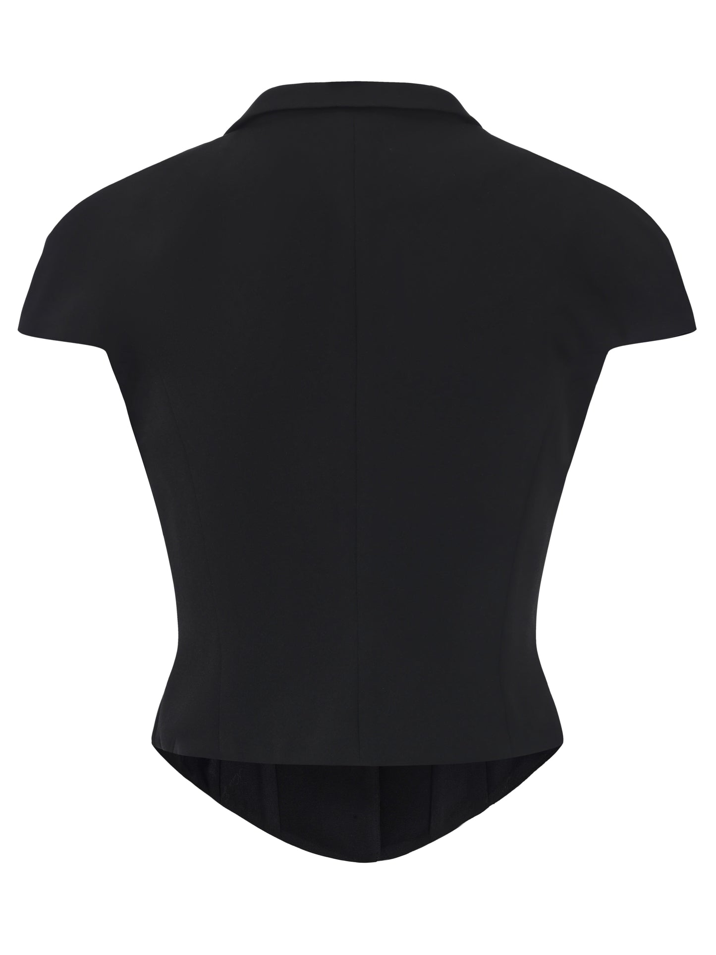 Alina Waist-Cinched Black Top