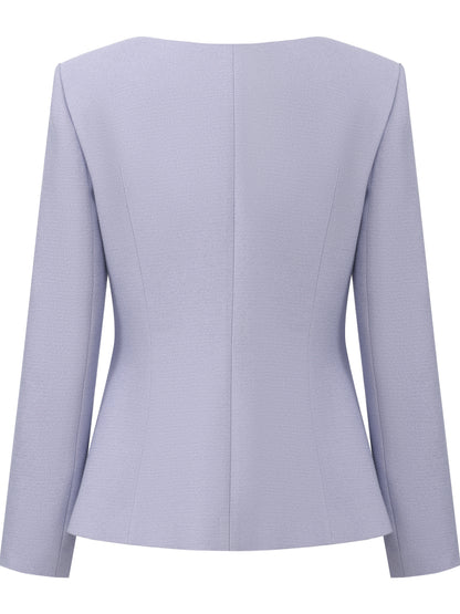 Natalia Tailored Hidden-Placket Purple Blazer