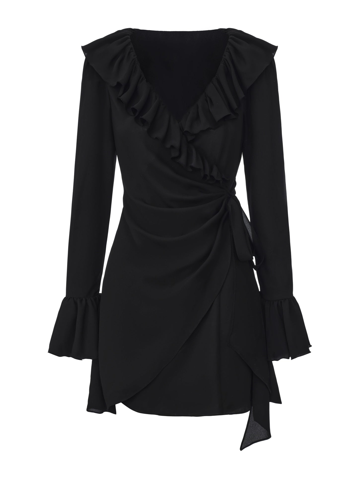 Charlotte Ruffle Black Dress