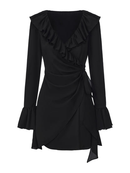 Charlotte Ruffle Black Dress