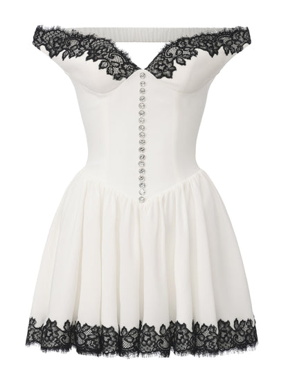 Isabela Lace Trim Off-Shoulder Mini Dress