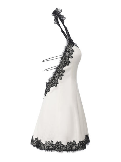 Daniela Lace Halter White Mini Dress