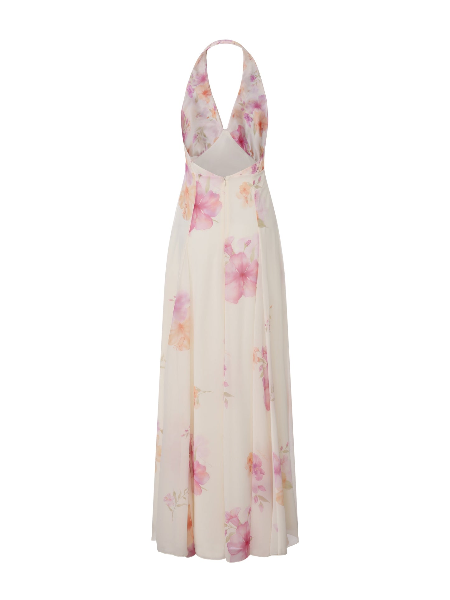 Lana Halter Floral Beige Dress