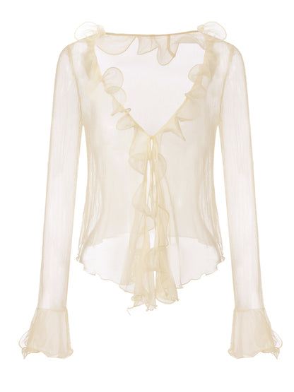 Monroe Ruffle Champagne Blouse