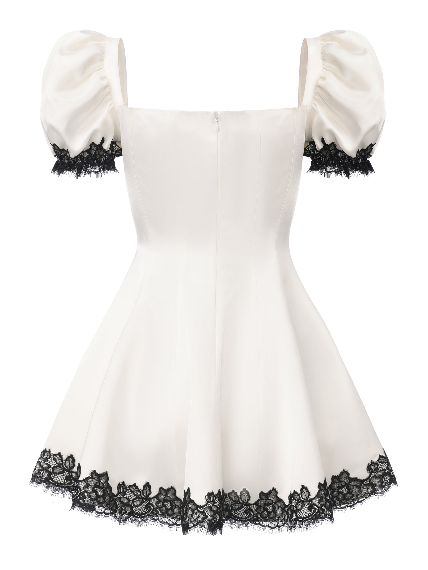 Natalia White Lace Puff Sleeve Mini Dress