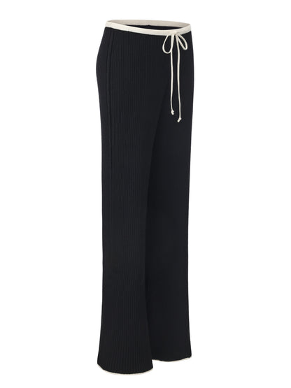 Charlotte Ribbed Black Pants