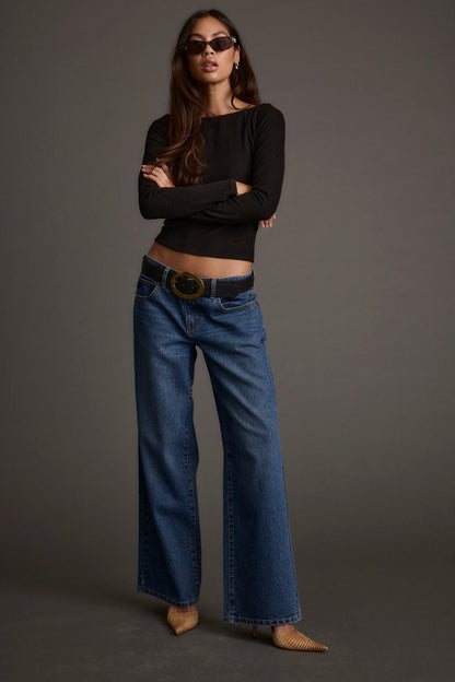 Matti Black Boat Neck Top