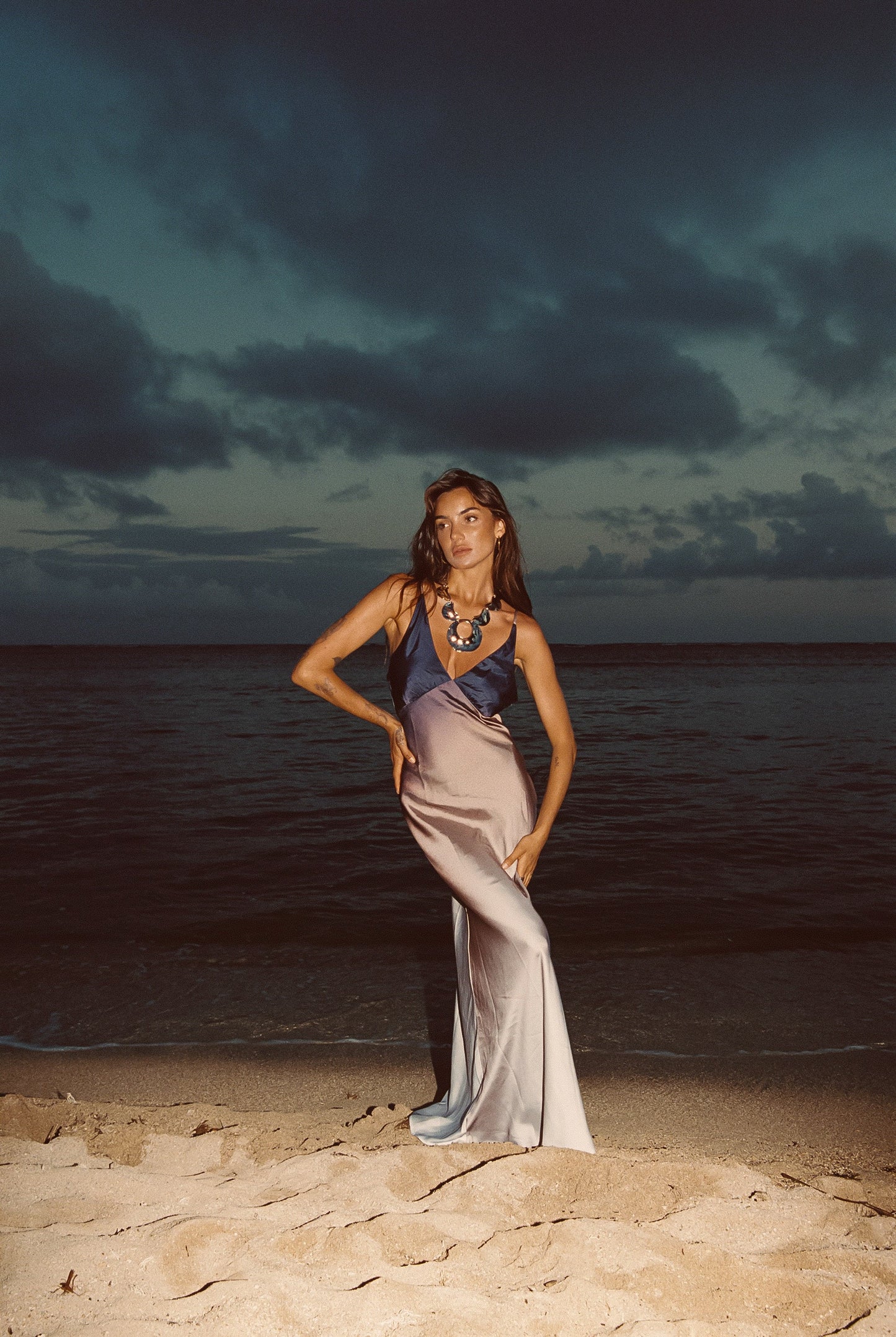Mirabella Brown Satin Ombre Maxi Dress