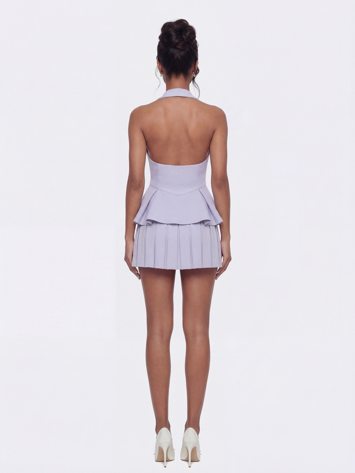 Camille Tailored Pleated Purple Mini Skirt