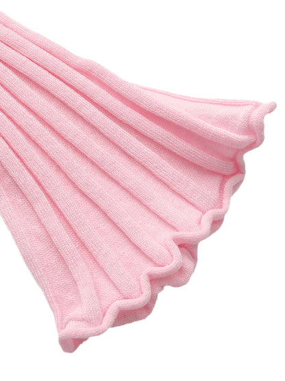 Jane Cropped Ribbed Pink Knit Cardigan