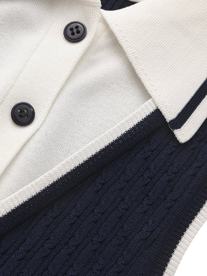 Ivy Colorblock Navy Knit Mini Dress