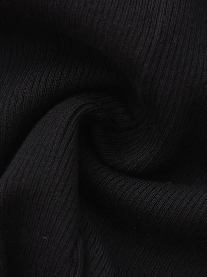 Ava Contrast Halter Knit Black Romper