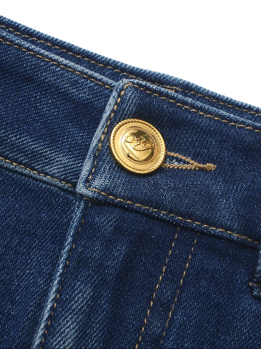 Lexi Low-Rise Dark Blue Denim Mini Skirt