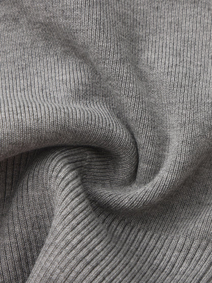 Millie Contrast-Trim Grey Knit Top