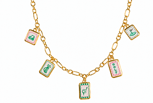 Golf Theme Multi Charm Necklace