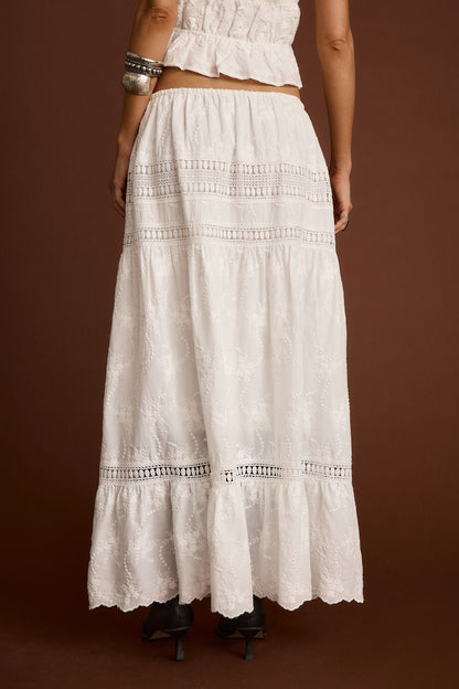 Nomad White Embroidered Maxi Skirt