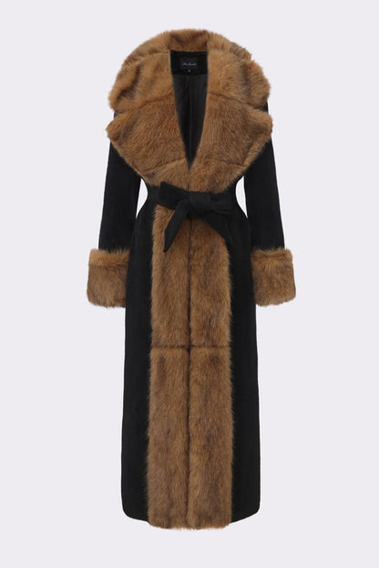 Adriana Faux Fur Coat (Black & Brown)