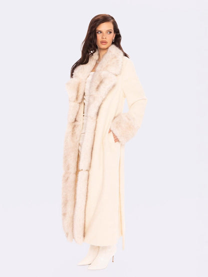 Adriana Faux Fur Coat (Off-White)