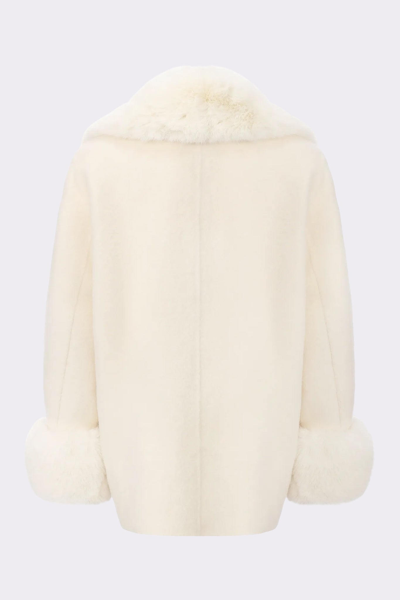 Althea Faux Fur Collar Cocoon Coat (White)