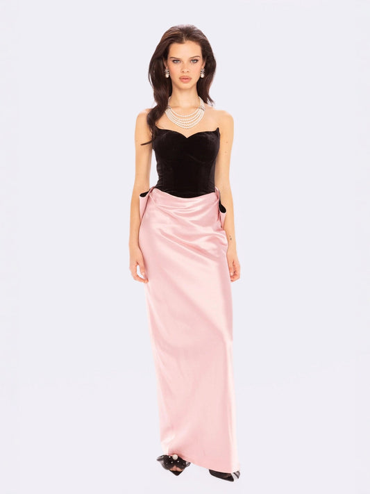 Amor Strapless Velvet Maxi Dress