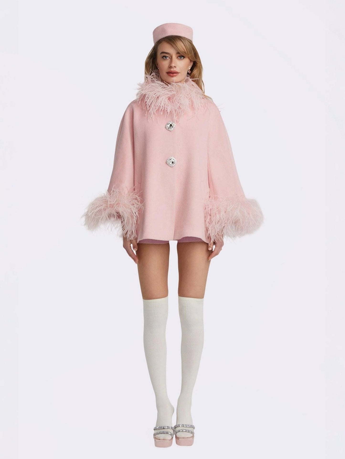 Angelica Feather Coat (Pink) (Final Sale)