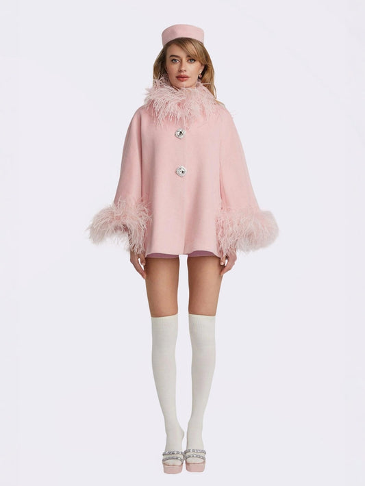 Angelica Feather Coat (Pink) (Final Sale)