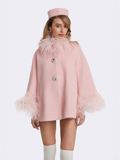 Angelica Feather Coat (Pink) (Final Sale)