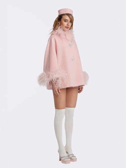 Angelica Feather Coat (Pink) (Final Sale)