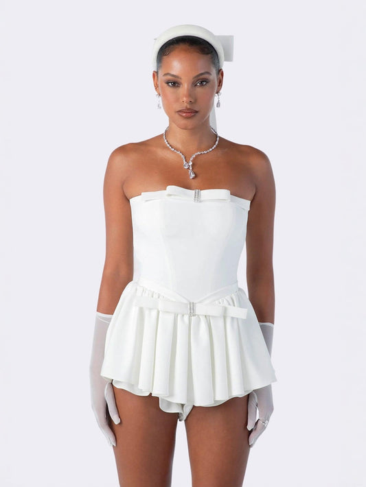 Giselle Bow Jumpsuit (White)