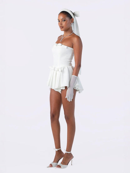 Giselle Bow Jumpsuit (White)