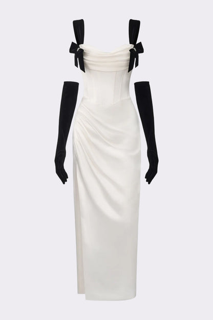 Grace Bow Maxi Dress (White)