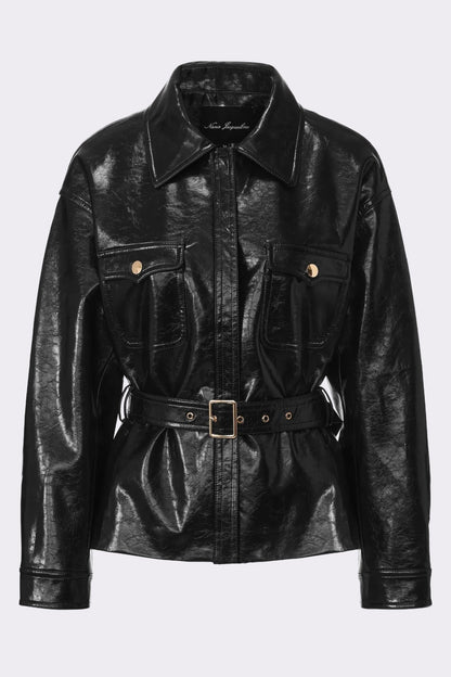 Isabella Vegan Leather Jacket (Black) (Final Sale)